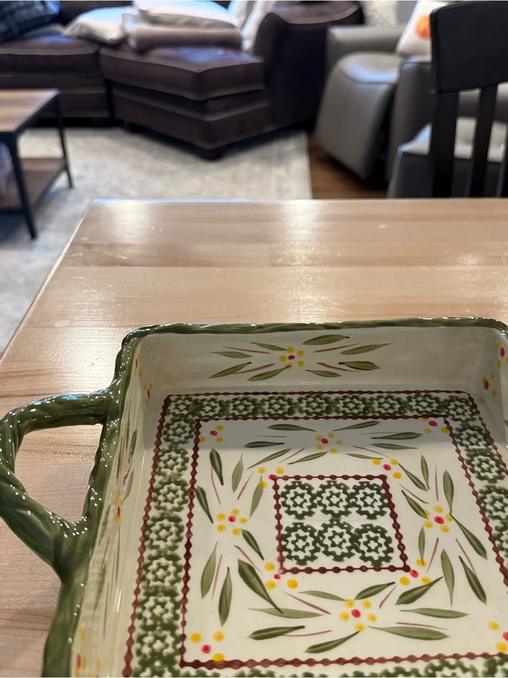 Temptations Green and Cream Floral Serveware Set. Great for entertaining.